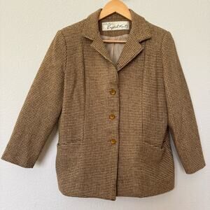 Vintage 60s Lilli Ann's English Knit tweed blazer buttoned jacket sz S-M